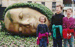 Maggie, Duncan, Tote, and a very large head in New Orleans