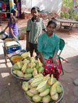 Green mangoes served with pepper