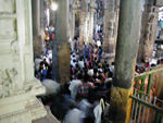 Another view of the crowd gathered around the annointing of the bull statue