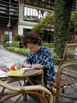 Working the courtyard at American University in Cairo