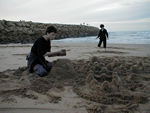 playing on the beach