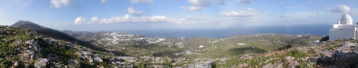 Standing atop a Mycenaean agora looking out at the sea.  All of those white dots in the distance are houses or churches!