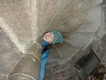 Maggie: Duncan's head in a spiral staircase.  I was below him, I think.  