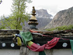 Flags at the top of a temple