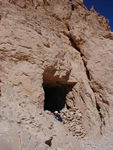 Tomb opening.  It was near here that in 1876 ther greatest mummy find ever was made -- the mummies of 40 pharaohs, queens, and nobles.  New Kingdom priests seem to have realised that the bodies of their kings would never be safe in their own tombs, so they moved them to a communal grave.  Many are on display at the Egyptian Museum