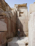 In the valley temple of Khafra.  Constructed near each pyramid was a mortuary temple, which was linked via a sloping causeway to a valley temple on the edge of the Nile floodplain. Also nearby were subsidiary pyramids used for the burials of other members of the royal family.