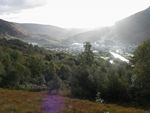 Kinlochleven as we ascend an old military road on the last day.  The "line" coming down the mountain on the far side are giant pipes carrying water from a reservoir to generators at the plant.  Loch Leven (which we somehow did not get a picture of) is to the right